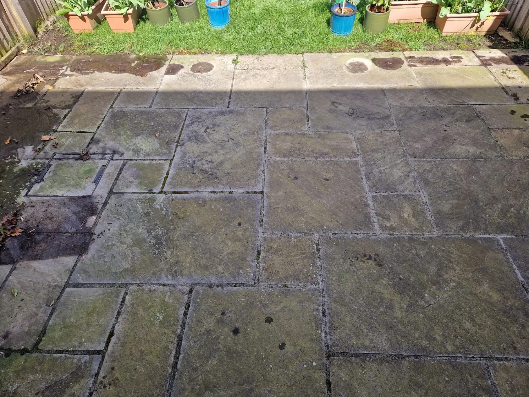Before Slate Patio Cleaning